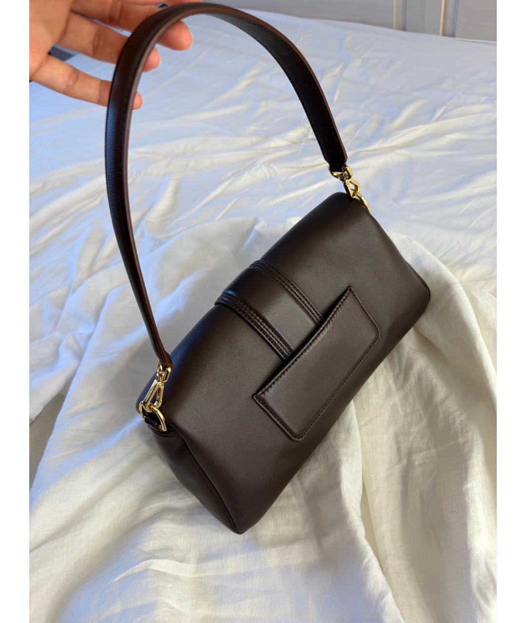 JACQUEMUS Коричневая кожаная сумка с короткими ручками, фото 2