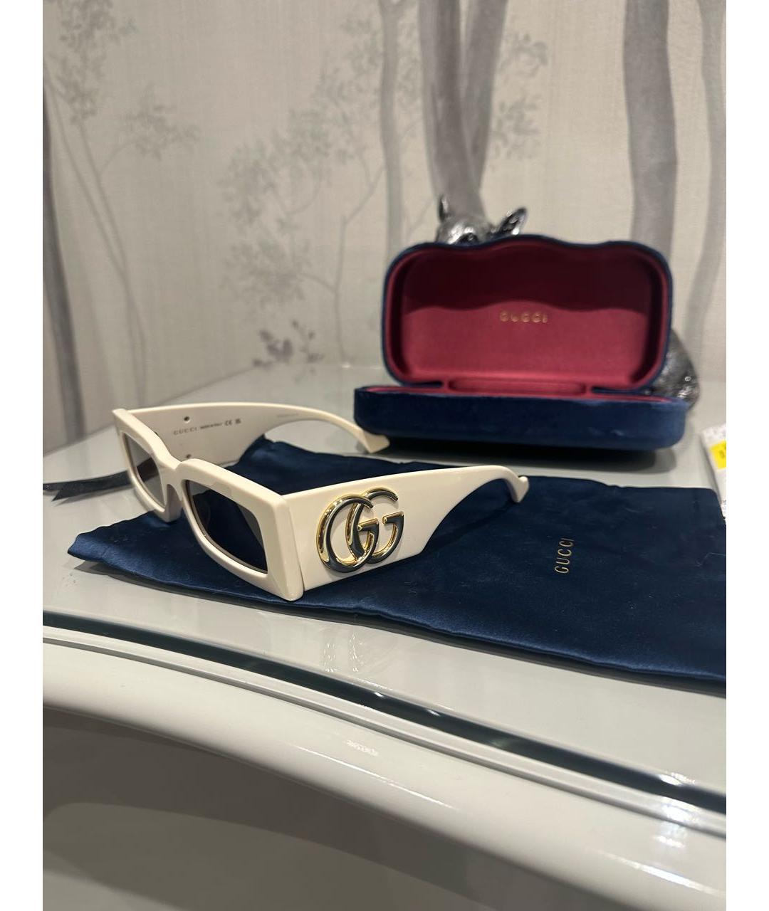 GUCCI Бежевые пластиковые солнцезащитные очки, фото 2