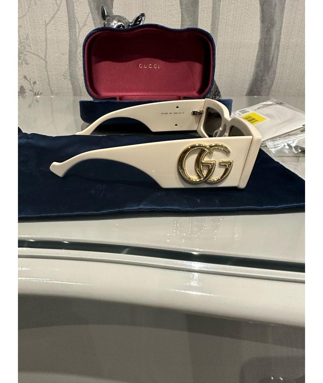 GUCCI Бежевые пластиковые солнцезащитные очки, фото 3