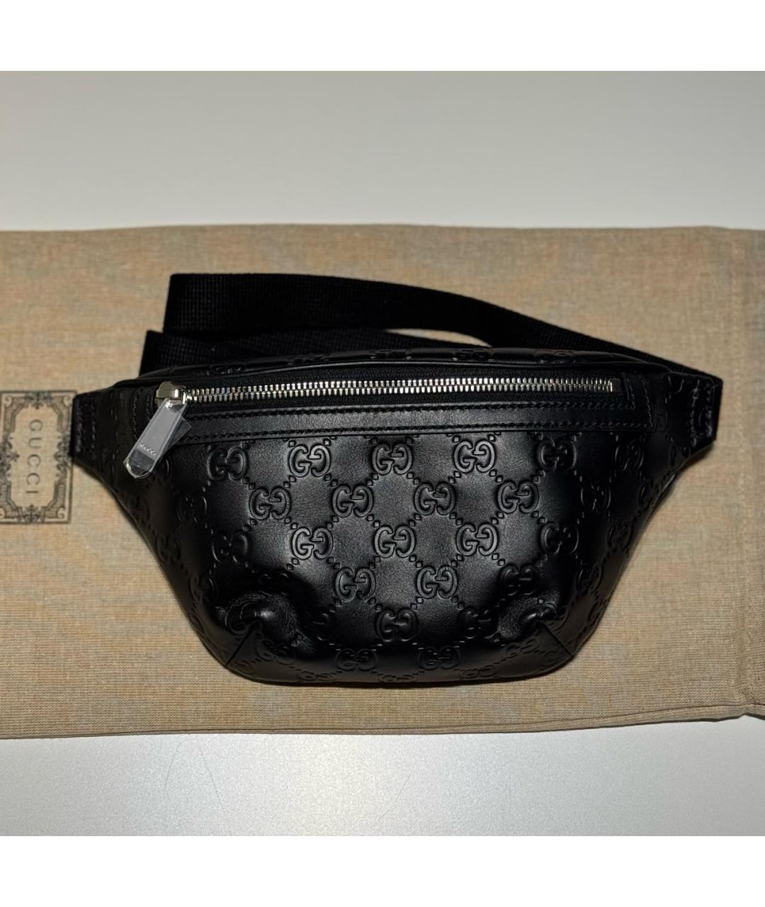 GUCCI Черная кожаная поясная сумка, фото 2