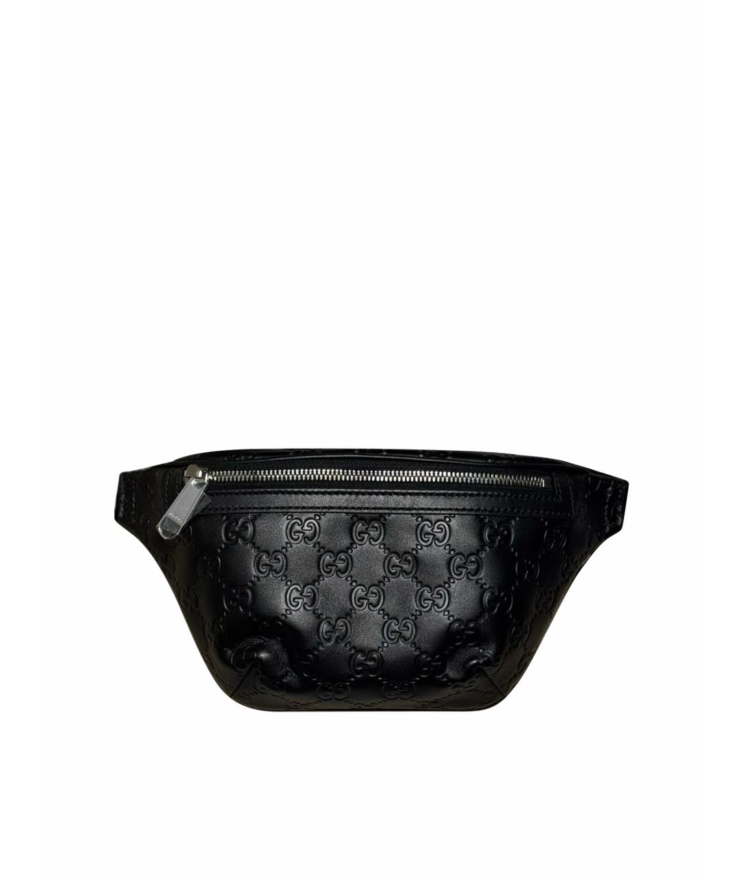 GUCCI Черная кожаная поясная сумка, фото 1
