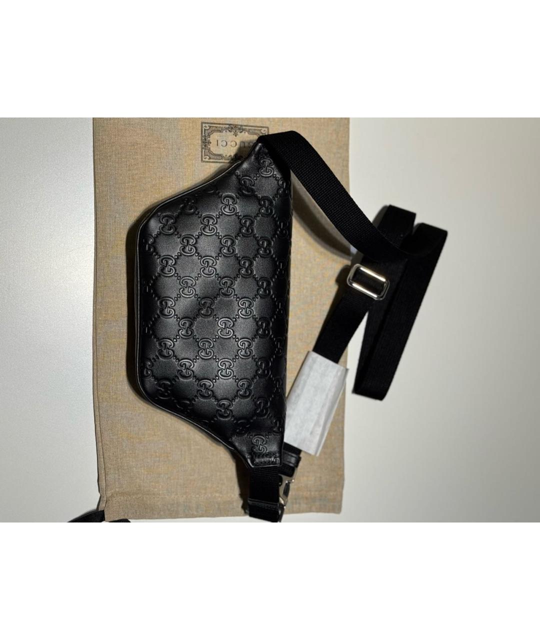 GUCCI Черная кожаная поясная сумка, фото 3