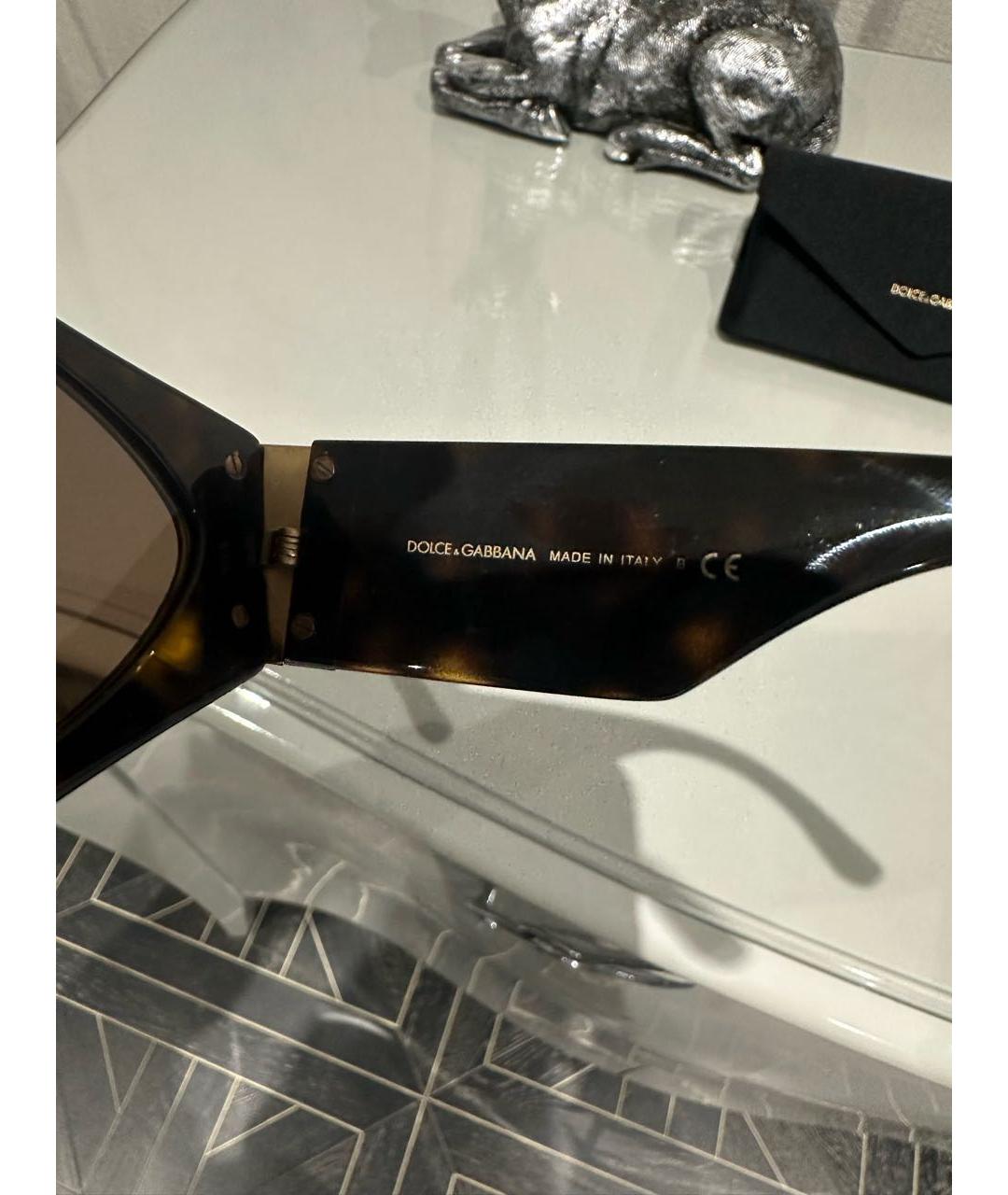 DOLCE&GABBANA Коричневые пластиковые солнцезащитные очки, фото 3