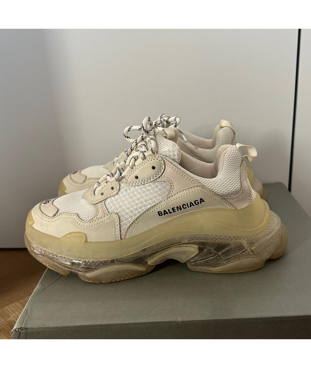 BALENCIAGA Бежевые текстильные кроссовки, фото 5