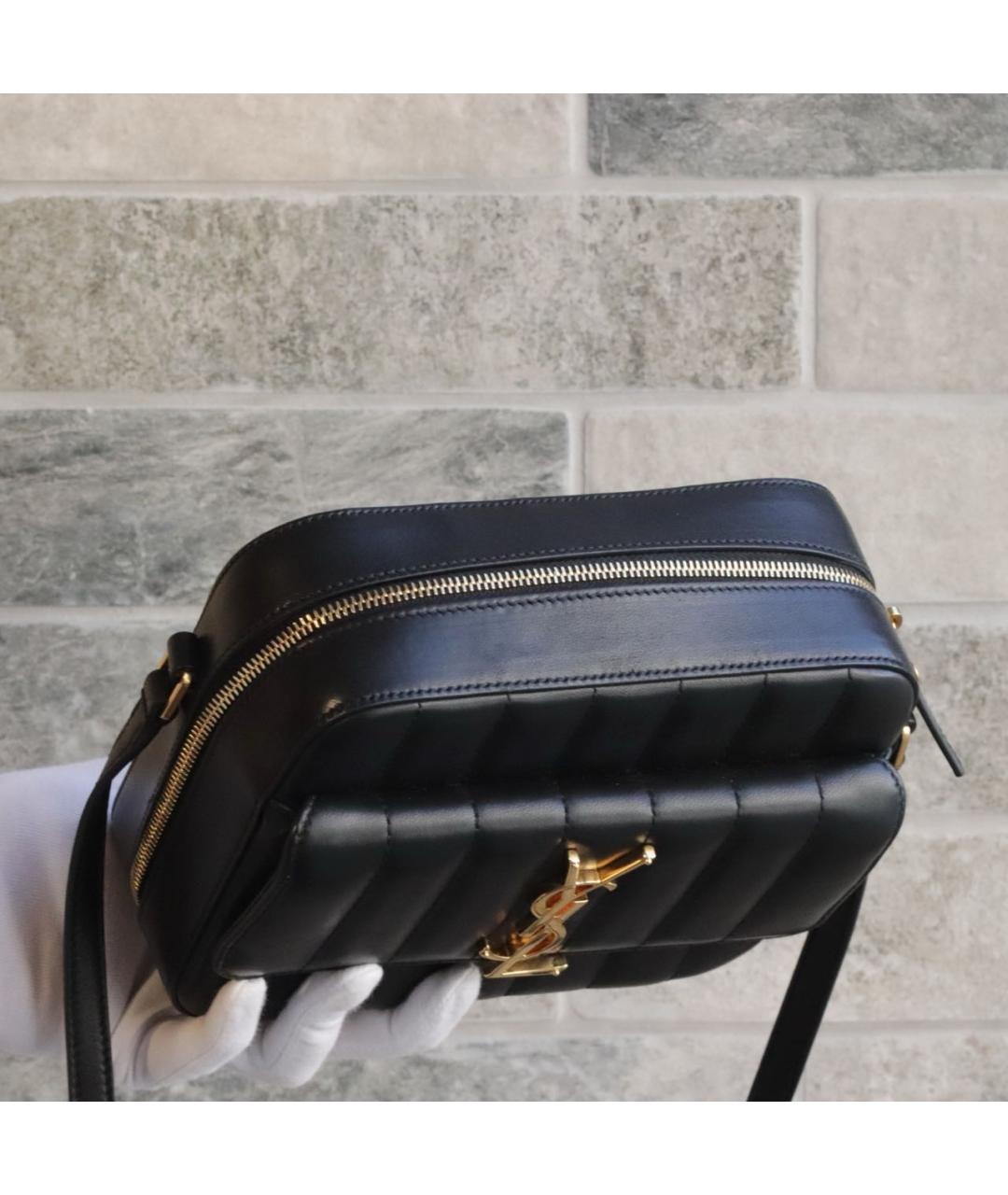 SAINT LAURENT Черная кожаная сумка через плечо, фото 3
