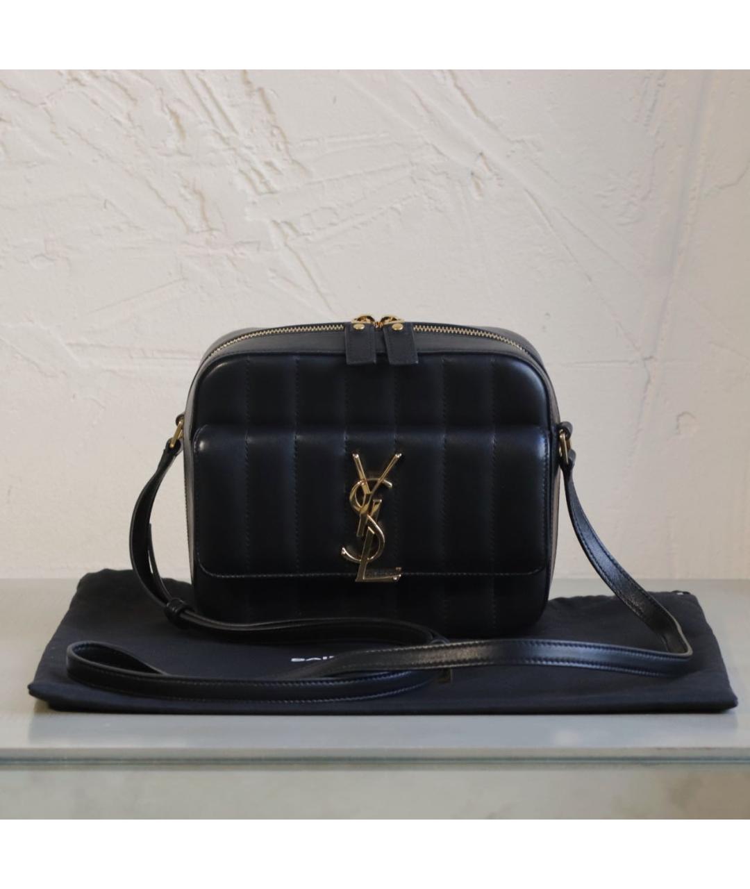 SAINT LAURENT Черная кожаная сумка через плечо, фото 2