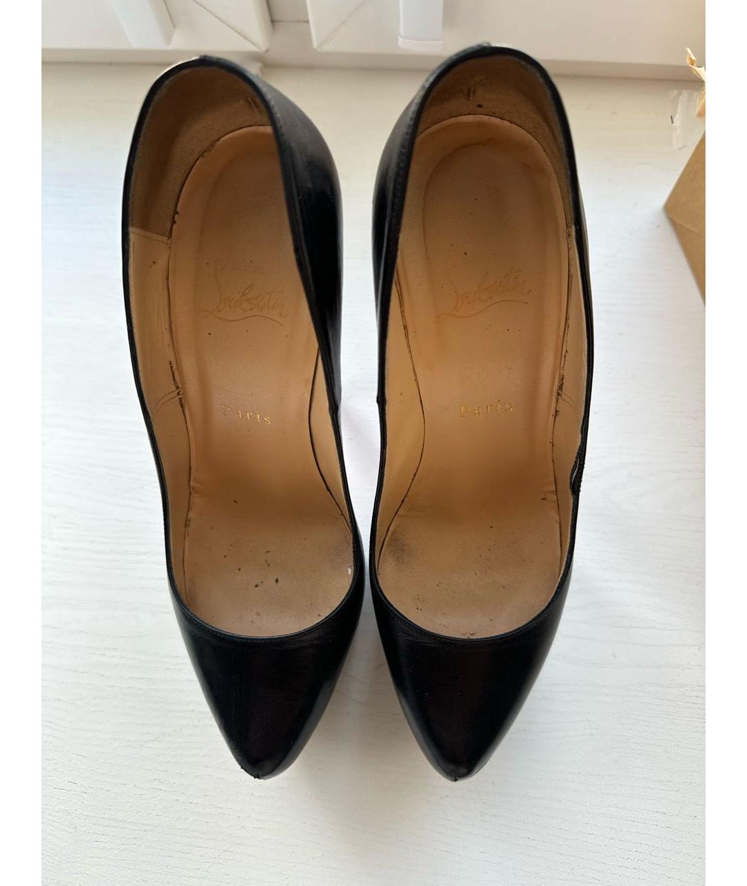 CHRISTIAN LOUBOUTIN Черные кожаные туфли, фото 2