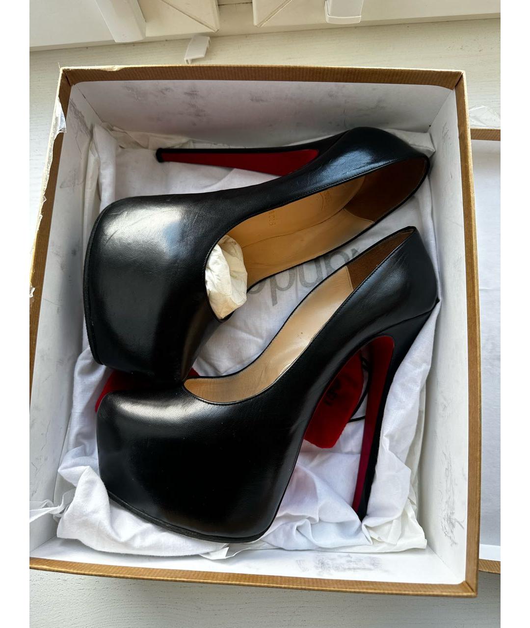 CHRISTIAN LOUBOUTIN Черные кожаные туфли, фото 7