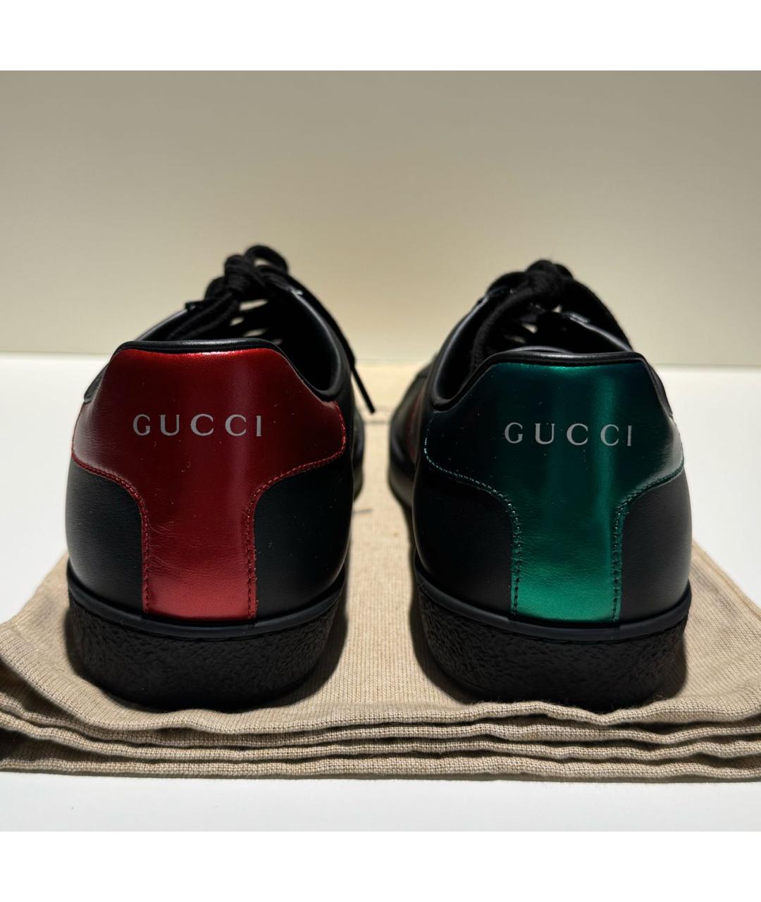 GUCCI Черные кожаные кеды, фото 4