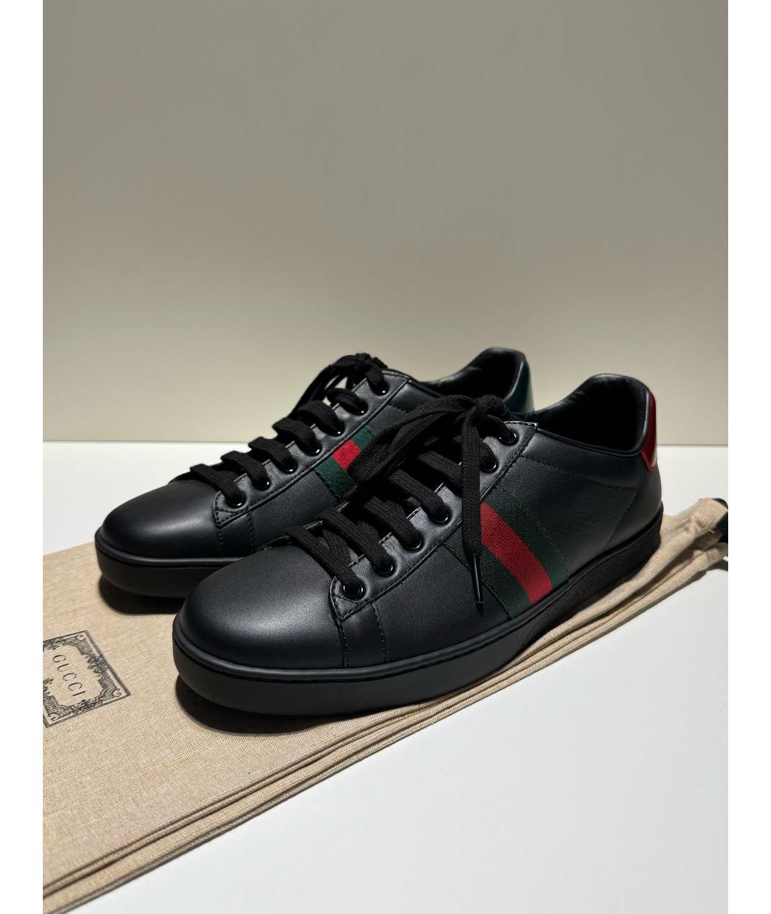 GUCCI Черные кожаные кеды, фото 8
