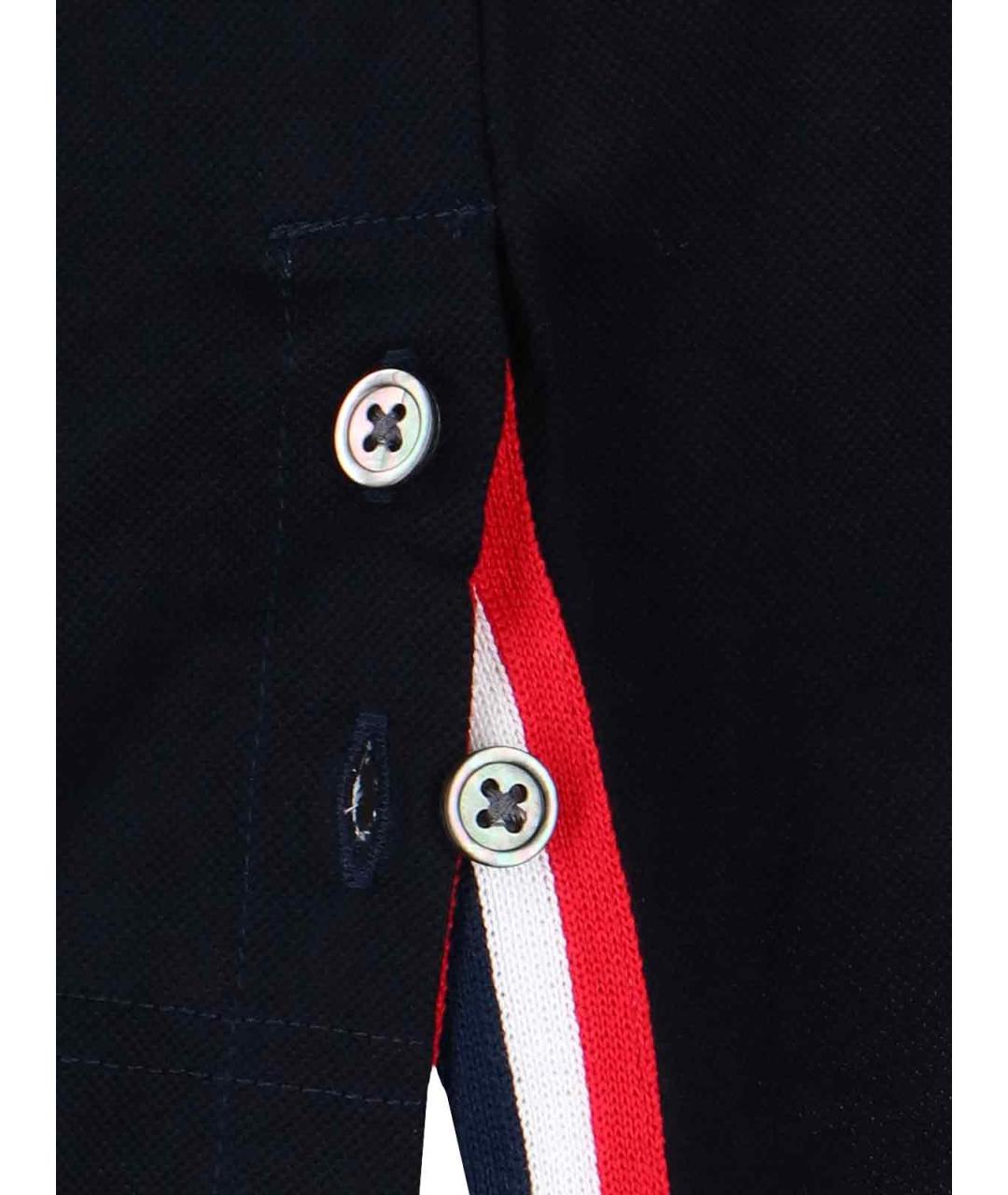 THOM BROWNE Темно-синяя хлопковая футболка, фото 4