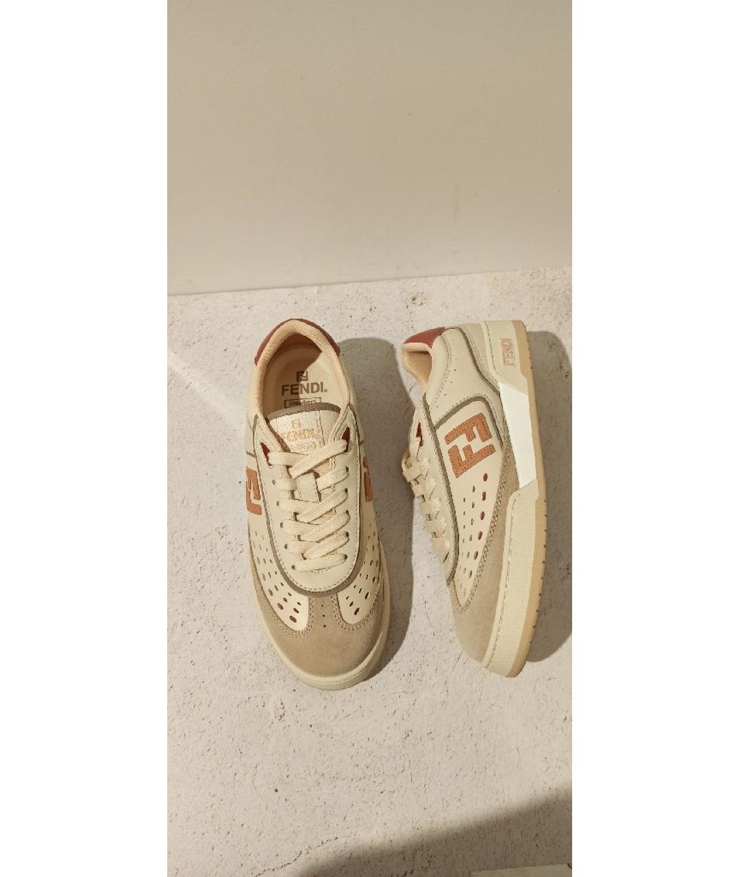 FENDI Бежевые кеды, фото 5