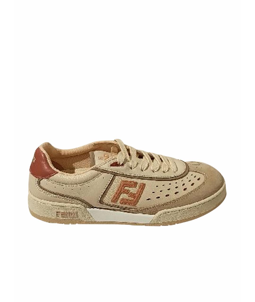 FENDI Бежевые кеды, фото 1