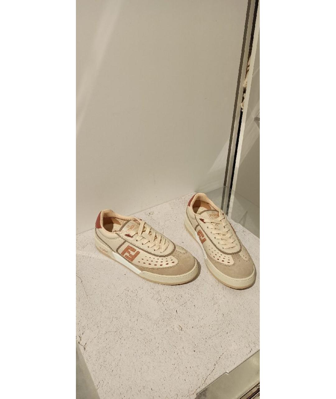 FENDI Бежевые кеды, фото 4