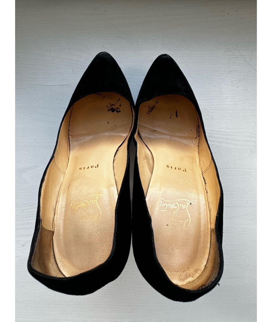 CHRISTIAN LOUBOUTIN Черные замшевые туфли, фото 3