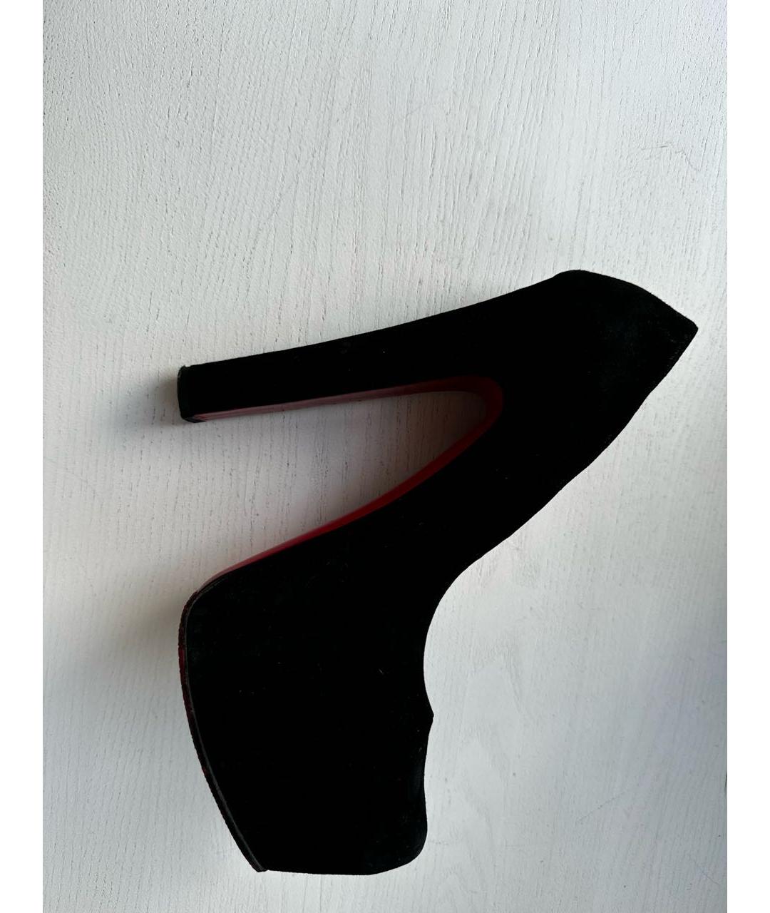 CHRISTIAN LOUBOUTIN Черные замшевые туфли, фото 5