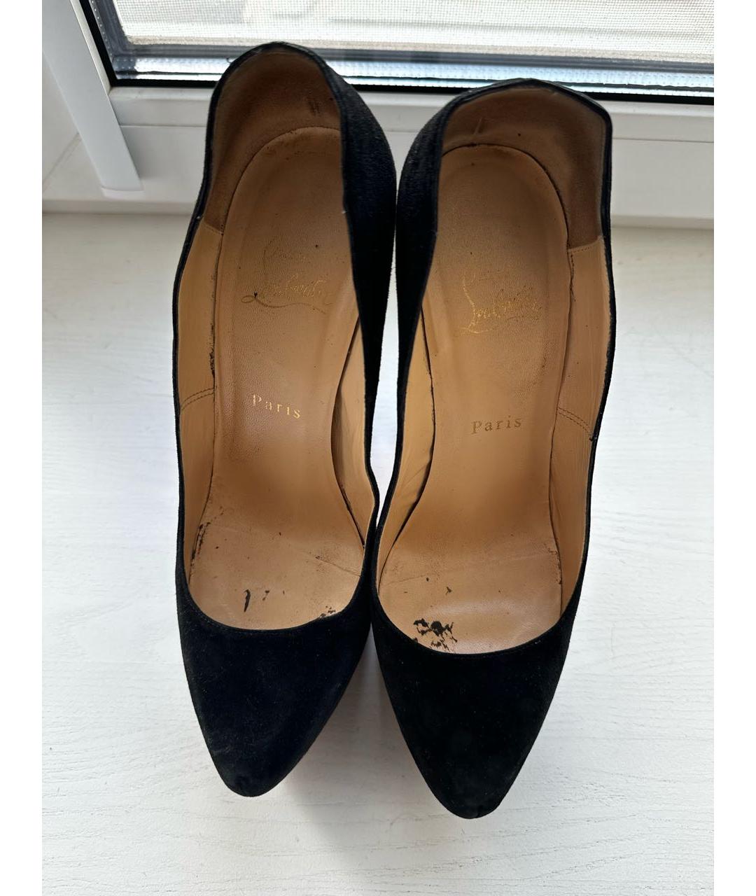 CHRISTIAN LOUBOUTIN Черные замшевые туфли, фото 2