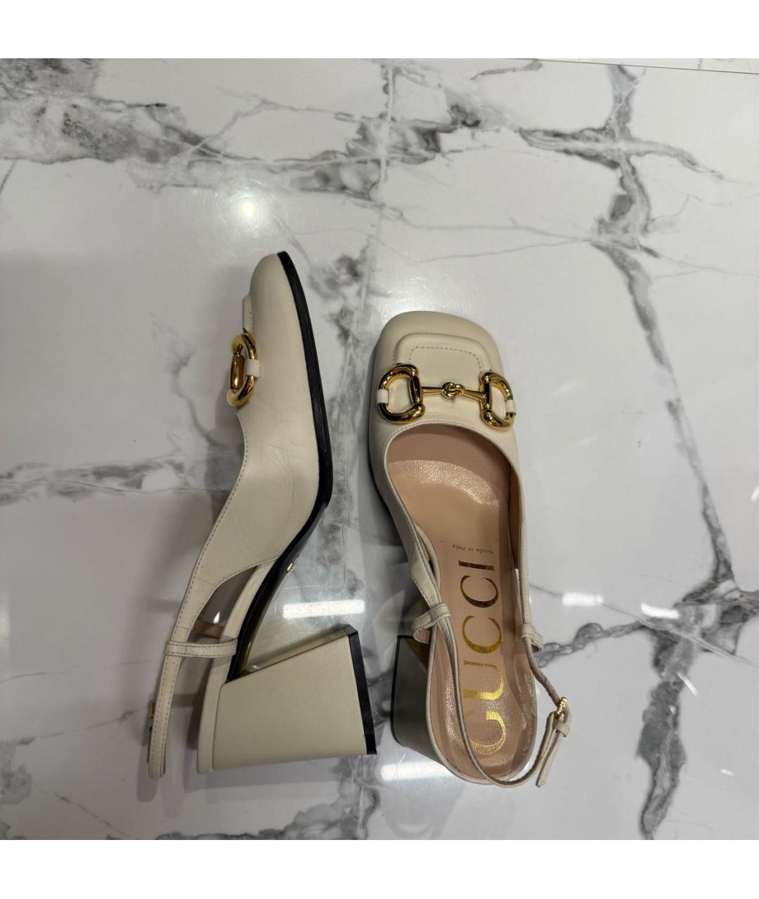 GUCCI Белые кожаные туфли, фото 3