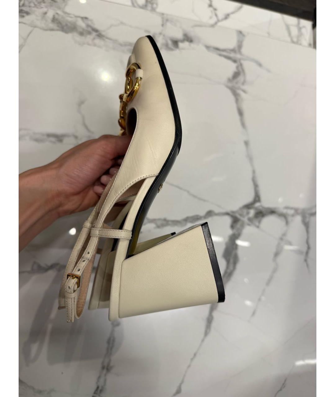 GUCCI Белые кожаные туфли, фото 9