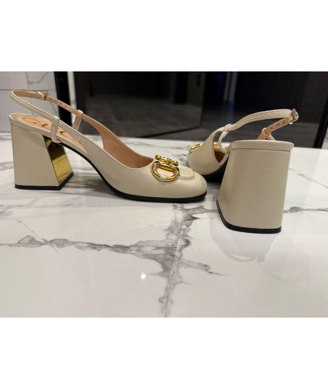 GUCCI Белые кожаные туфли, фото 5