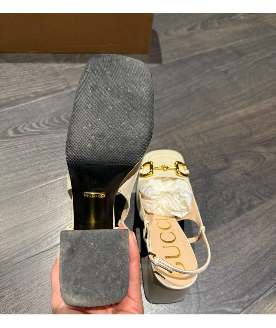 GUCCI Белые кожаные туфли, фото 8
