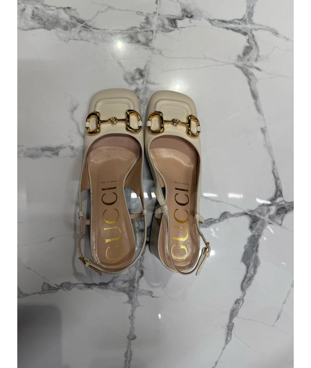 GUCCI Белые кожаные туфли, фото 2