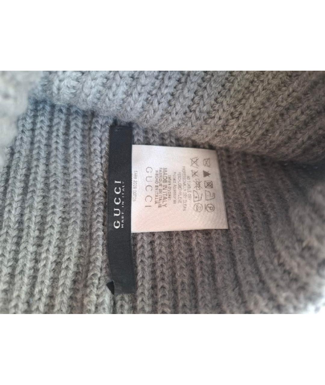GUCCI Серая шерстяная шапка, фото 4