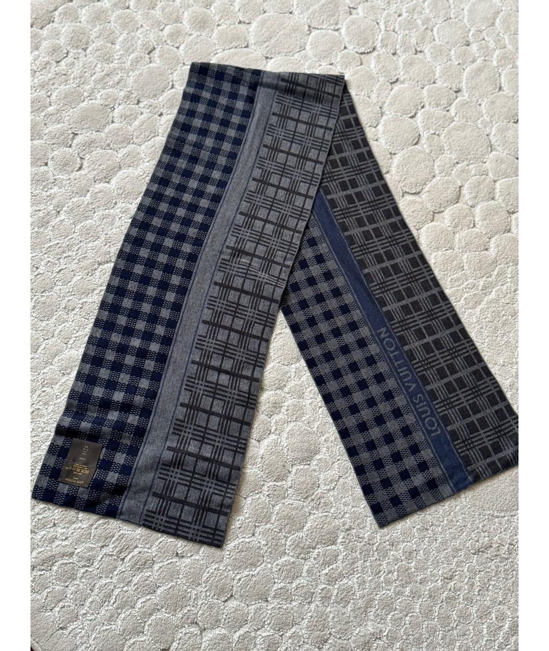 LOUIS VUITTON Серый шерстяной шарф, фото 4