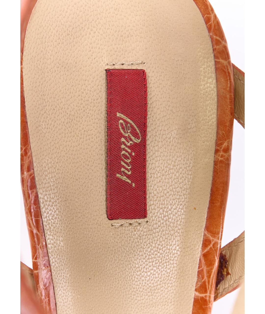 BRIONI Оранжевое кожаные босоножки, фото 5