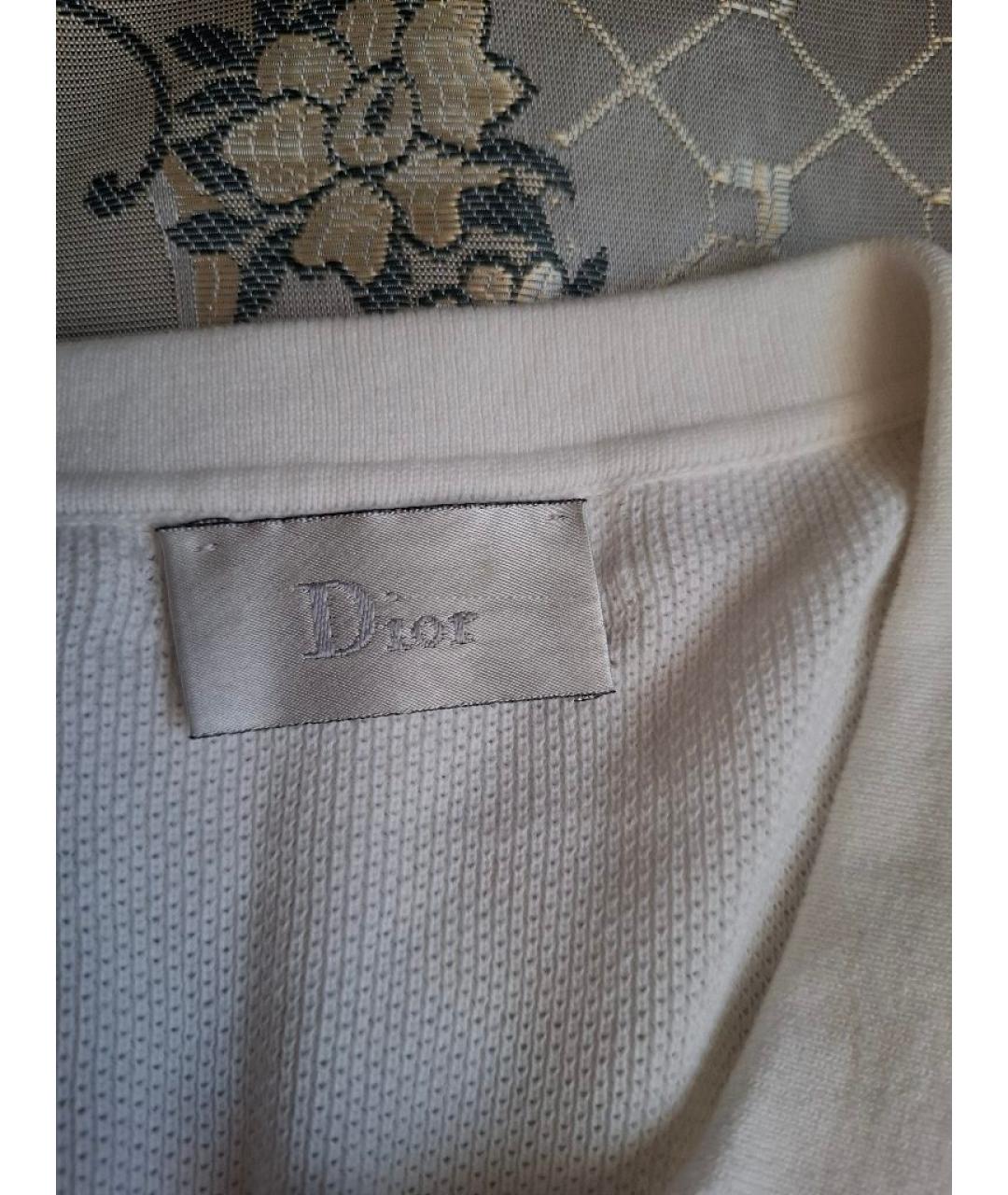 CHRISTIAN DIOR Белое хлопковое поло с коротким рукавом, фото 3