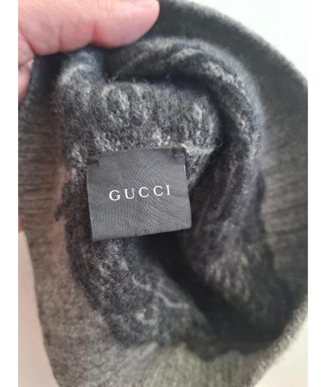 GUCCI Серая кашемировая шапка, фото 3