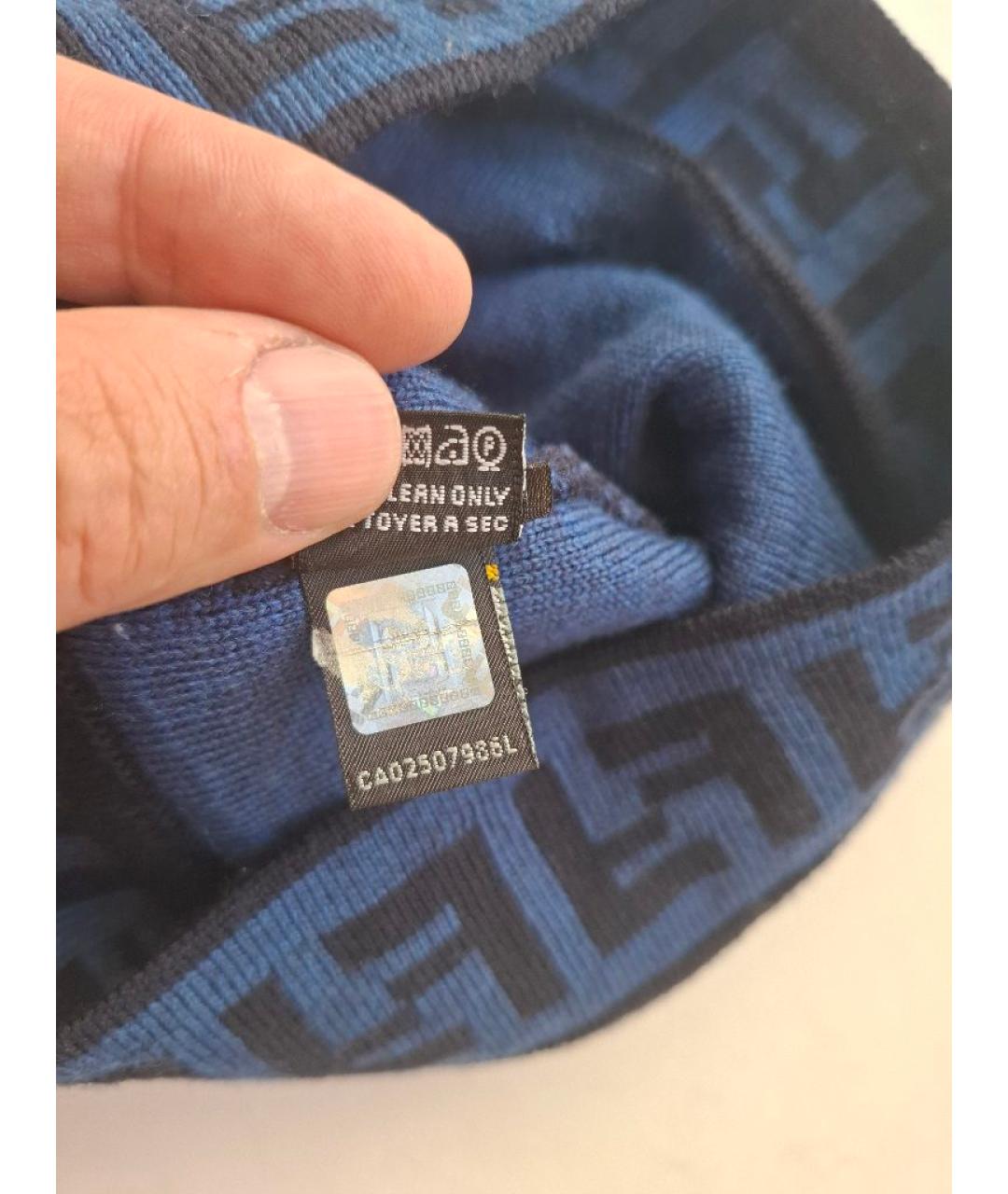 FENDI Синяя шерстяная шапка, фото 3