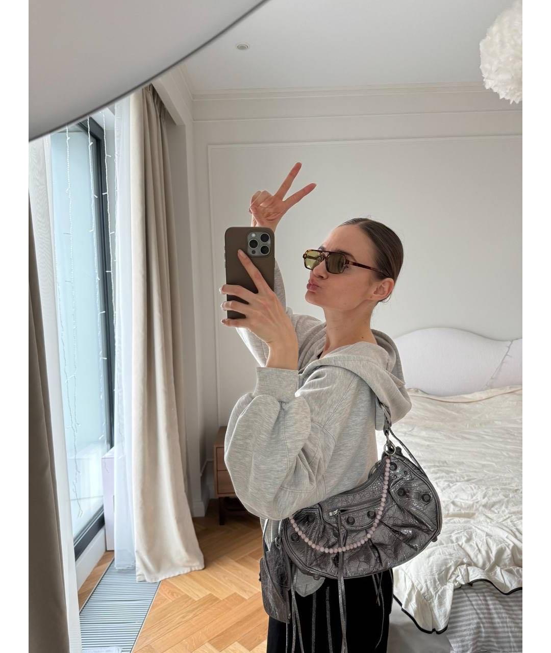 BALENCIAGA Серебряная кожаная сумка через плечо, фото 3