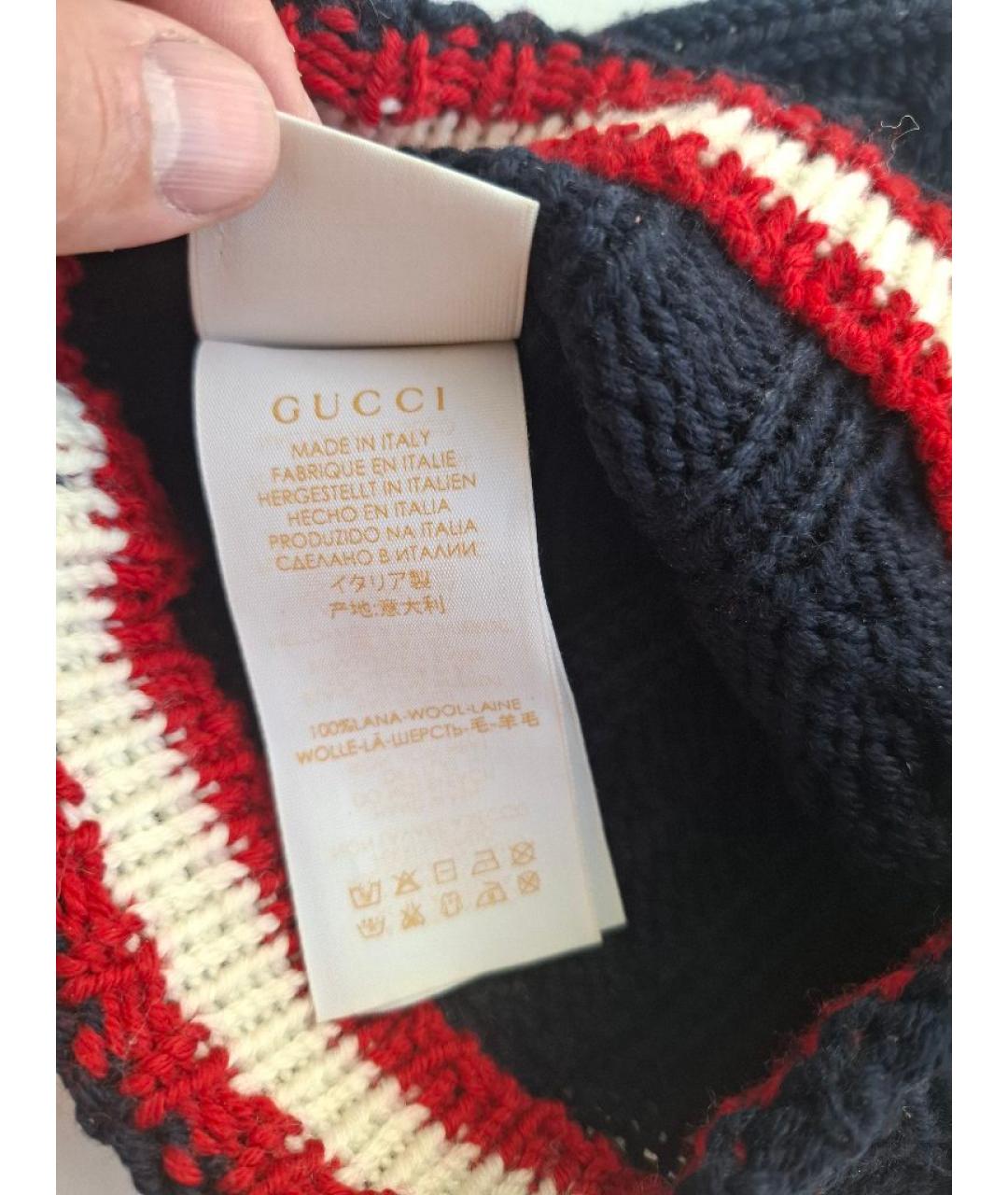 GUCCI Синяя шерстяная шапка, фото 3
