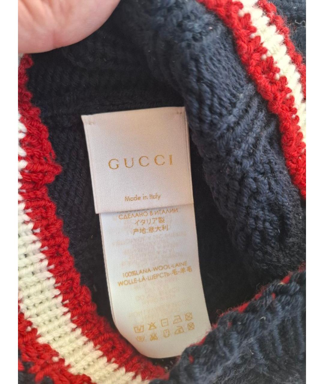 GUCCI Синяя шерстяная шапка, фото 2