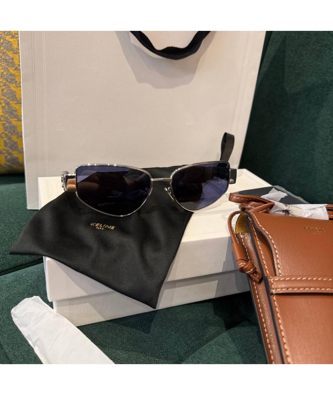 CELINE Серебряные металлические солнцезащитные очки, фото 5