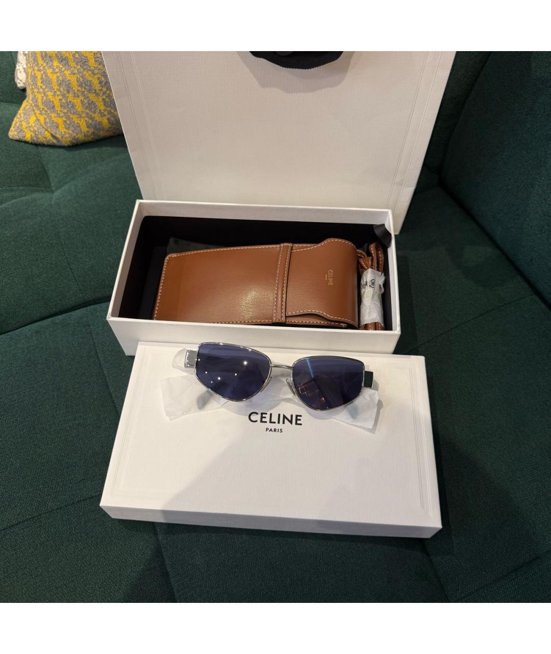 CELINE Серебряные металлические солнцезащитные очки, фото 6
