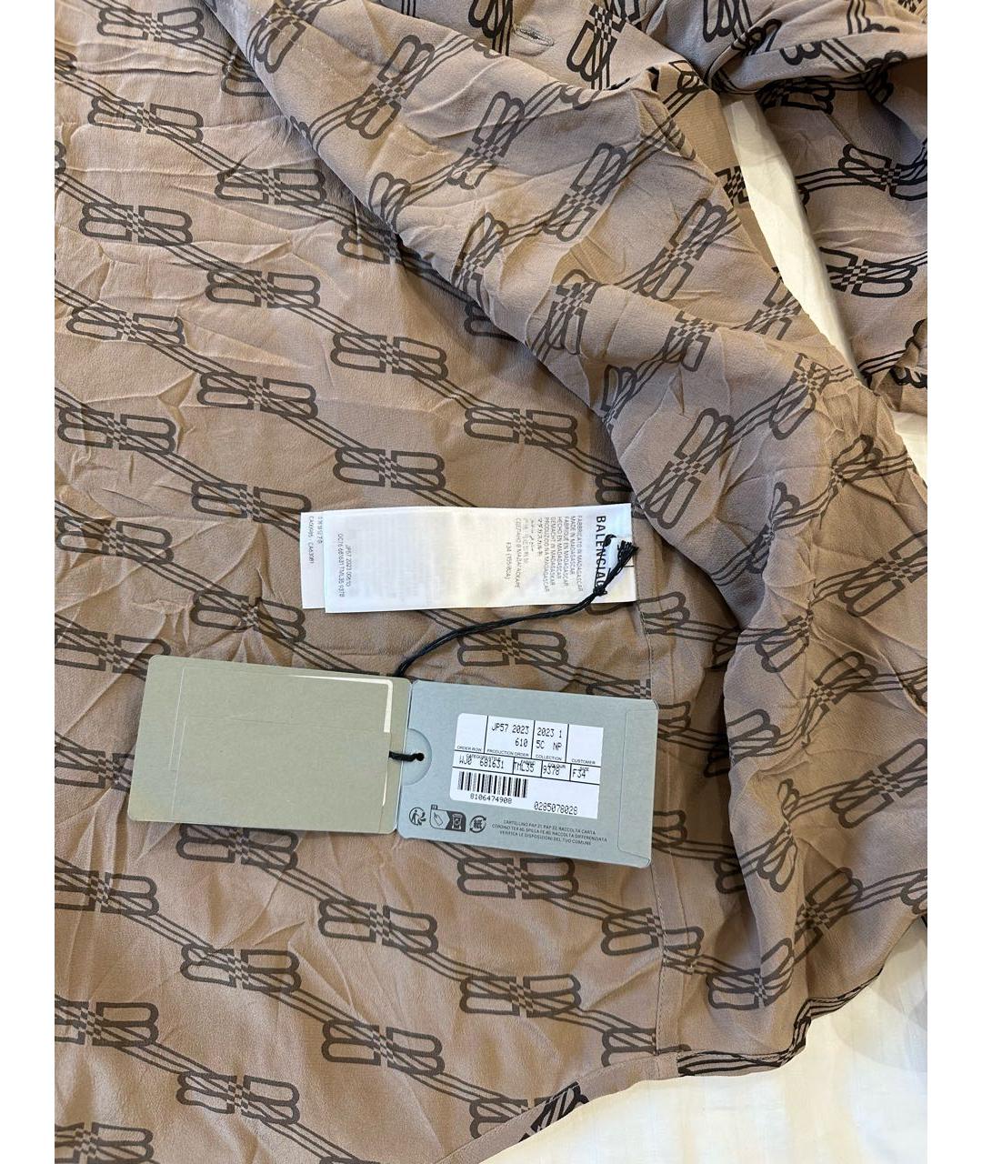 BALENCIAGA Коричневая шелковая рубашка, фото 4