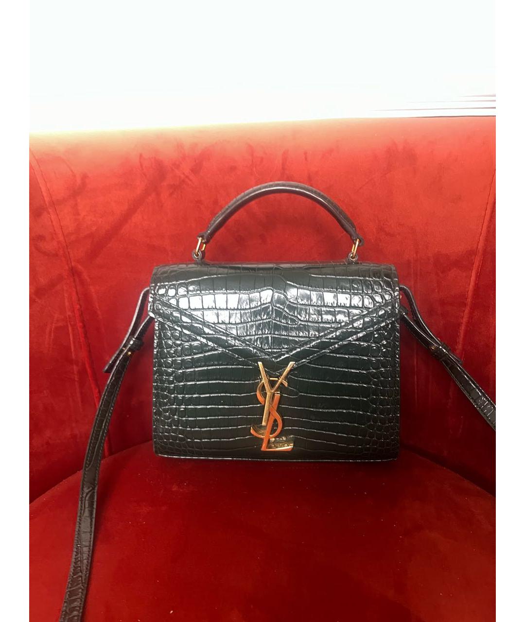 SAINT LAURENT Зеленая кожаная сумка через плечо, фото 3