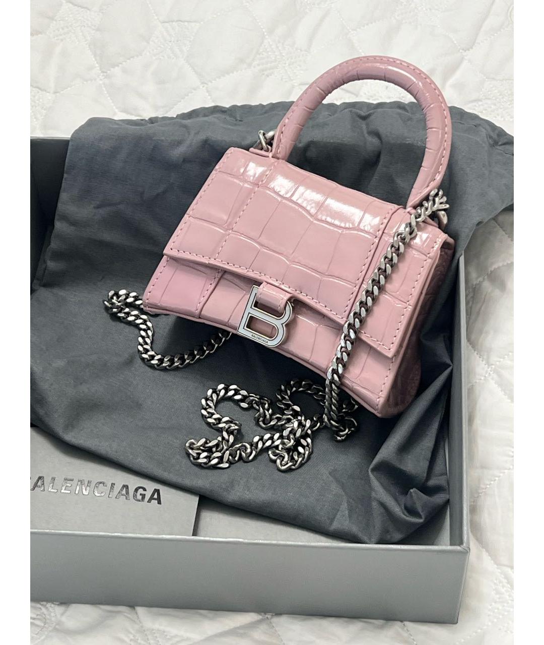 BALENCIAGA Розовая кожаная сумка через плечо, фото 4