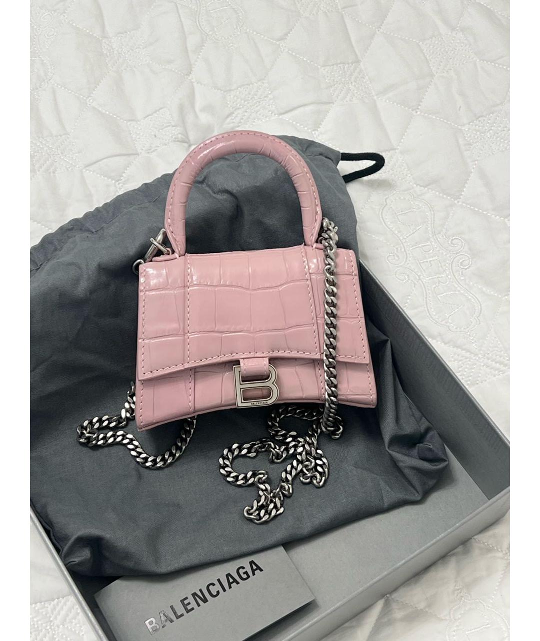 BALENCIAGA Розовая кожаная сумка через плечо, фото 3