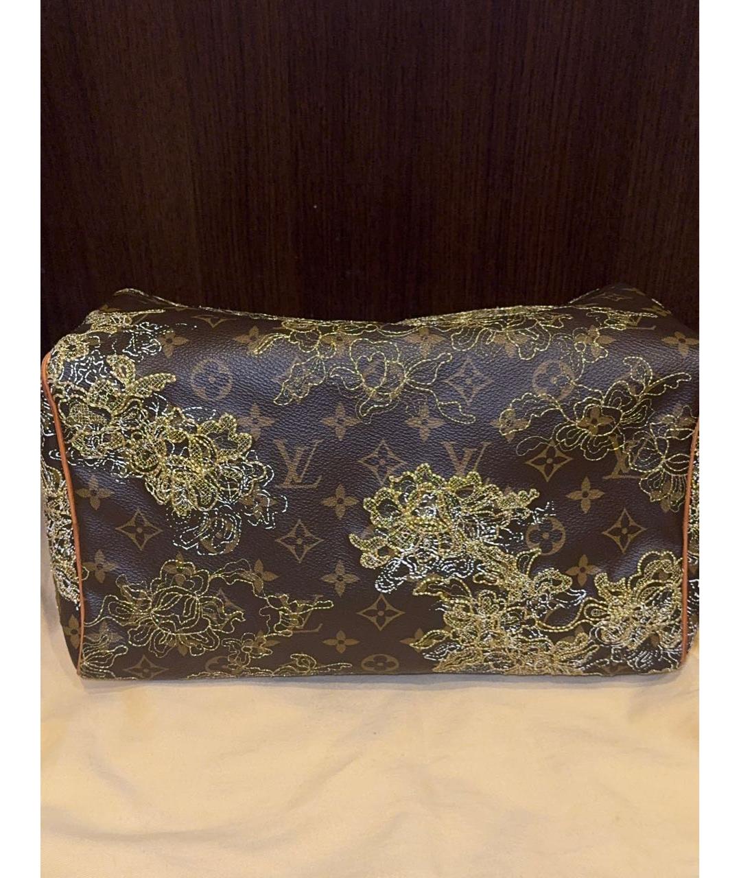 LOUIS VUITTON Коричневая кожаная сумка с короткими ручками, фото 5