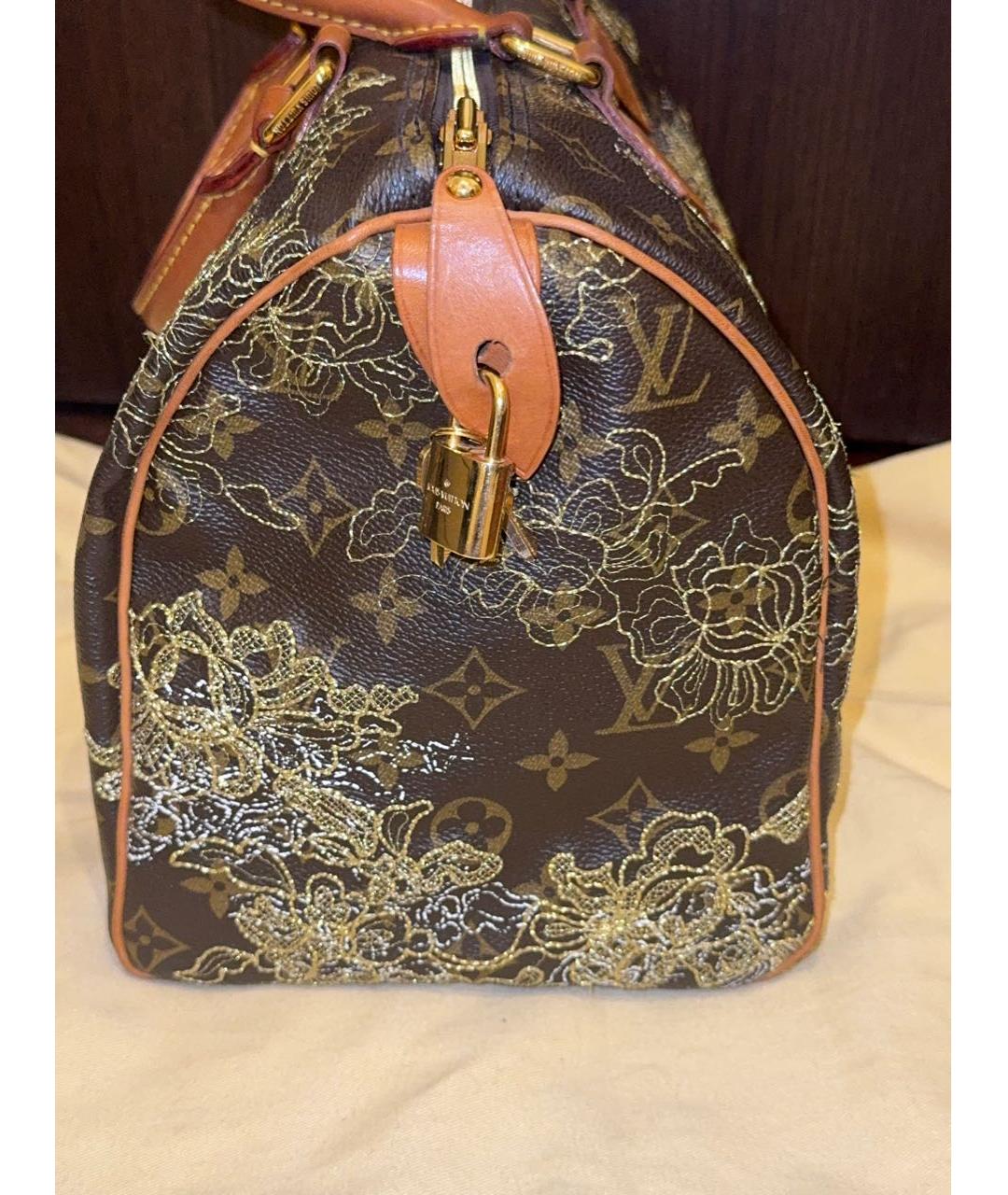 LOUIS VUITTON Коричневая кожаная сумка с короткими ручками, фото 3