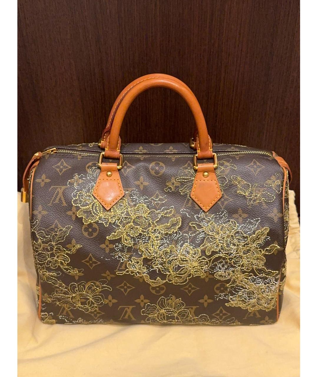 LOUIS VUITTON Коричневая кожаная сумка с короткими ручками, фото 2