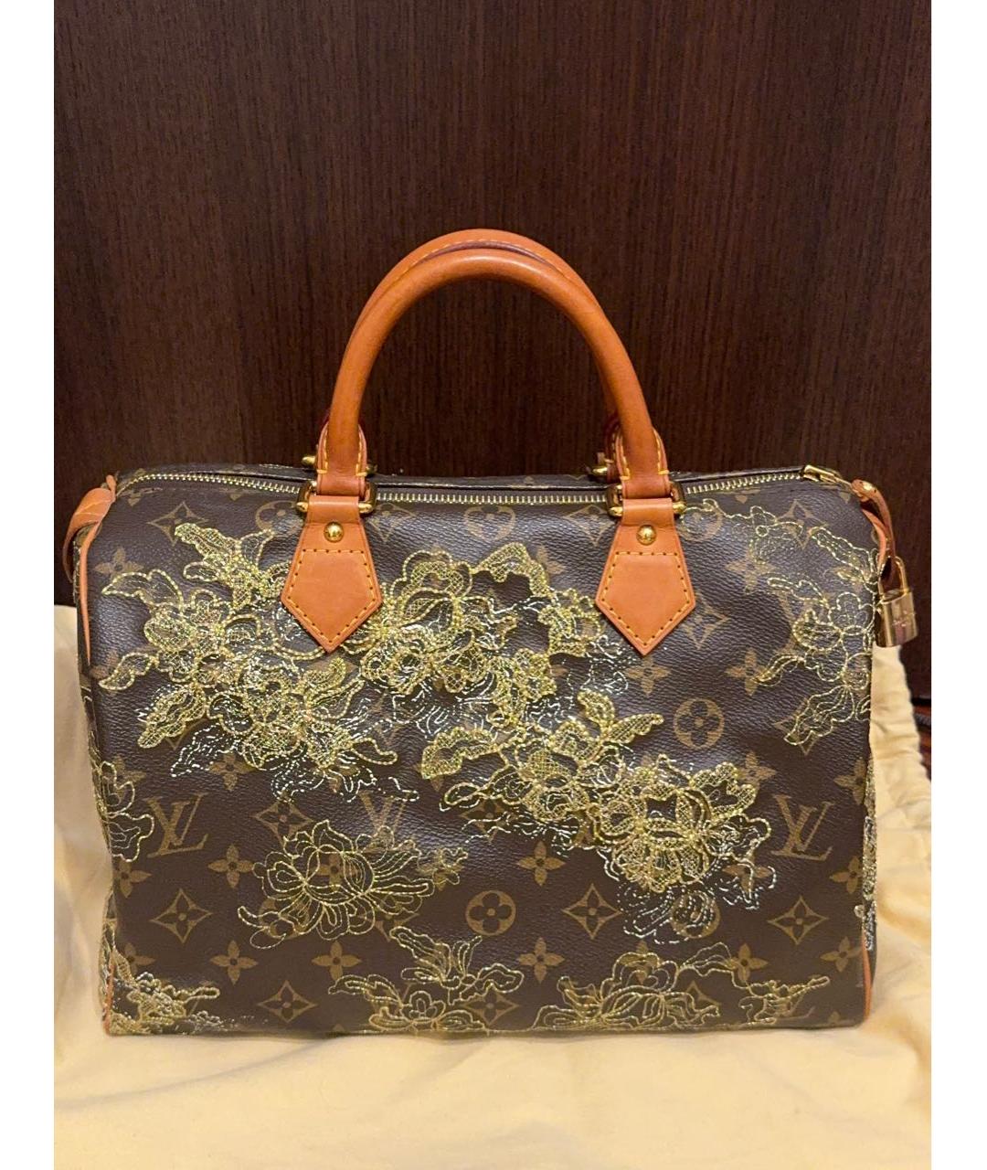 LOUIS VUITTON Коричневая кожаная сумка с короткими ручками, фото 9