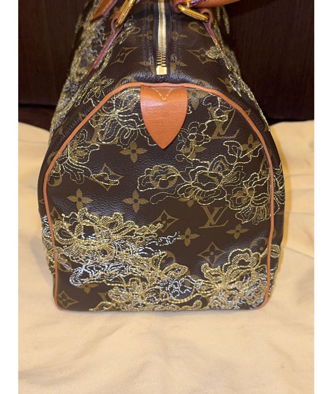 LOUIS VUITTON Коричневая кожаная сумка с короткими ручками, фото 4