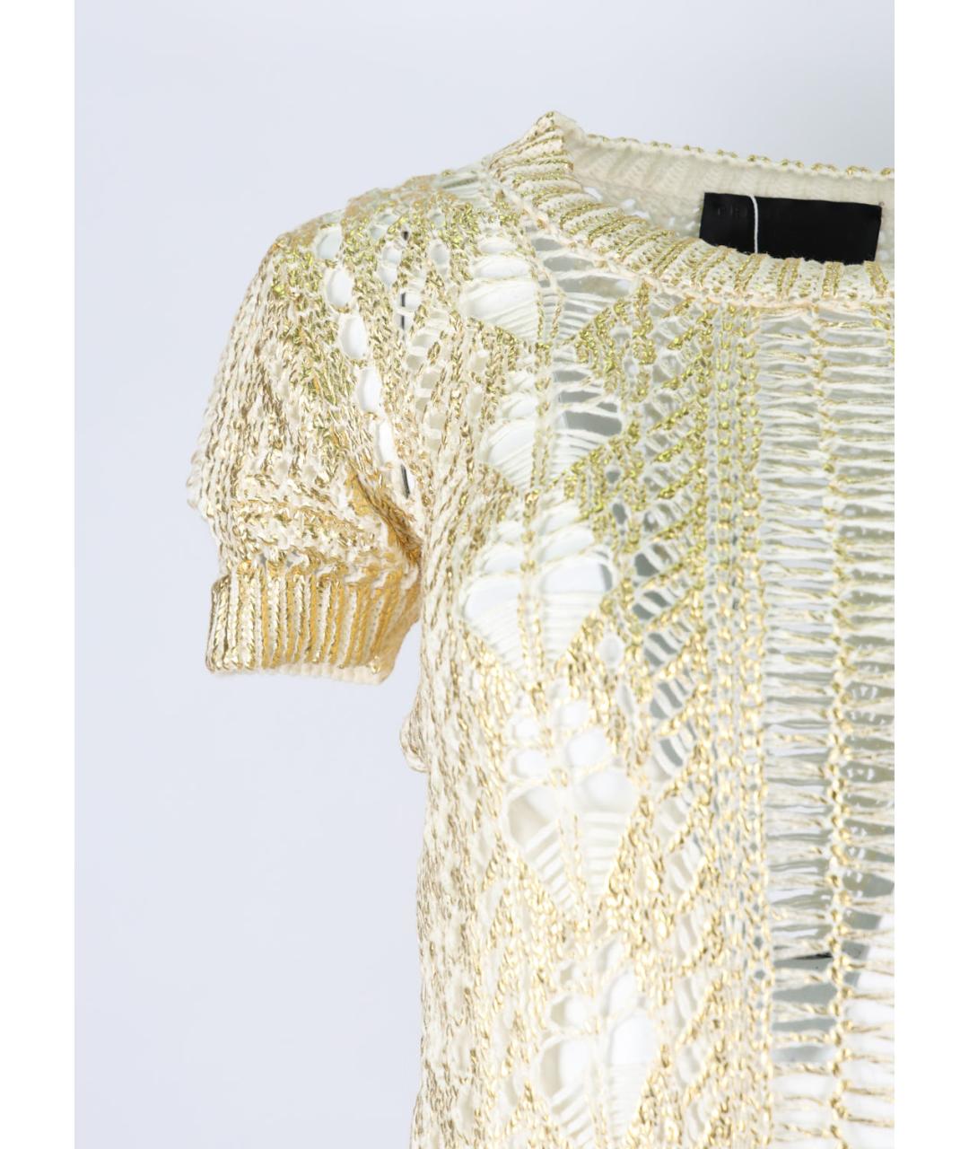 PHILIPP PLEIN Золотое хлопковое повседневное платье, фото 2