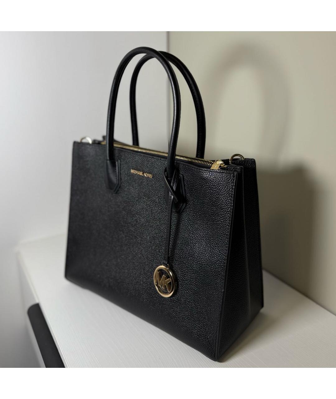MICHAEL KORS Черная кожаная сумка с короткими ручками, фото 2