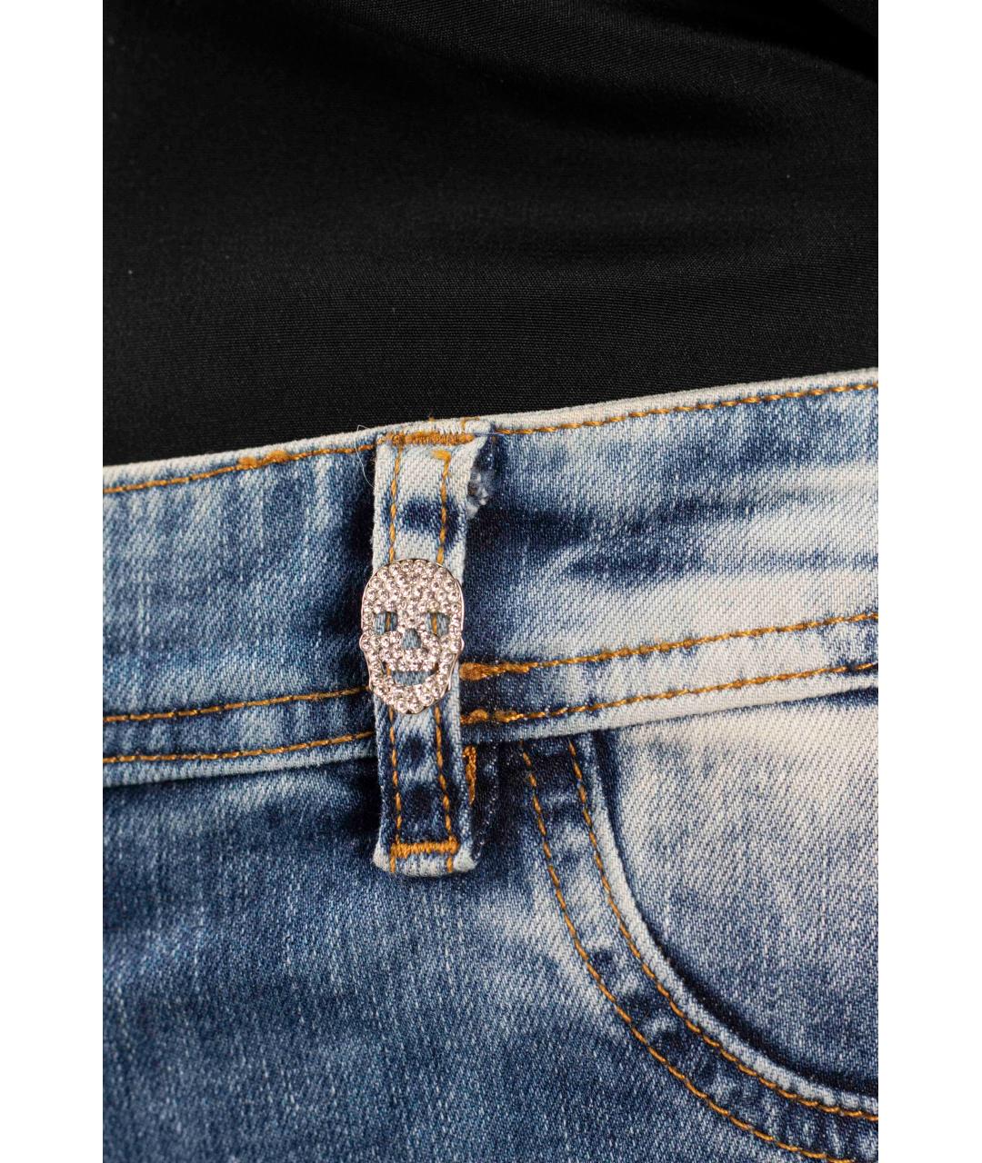 PHILIPP PLEIN Синие хлопковые джинсы слим, фото 8