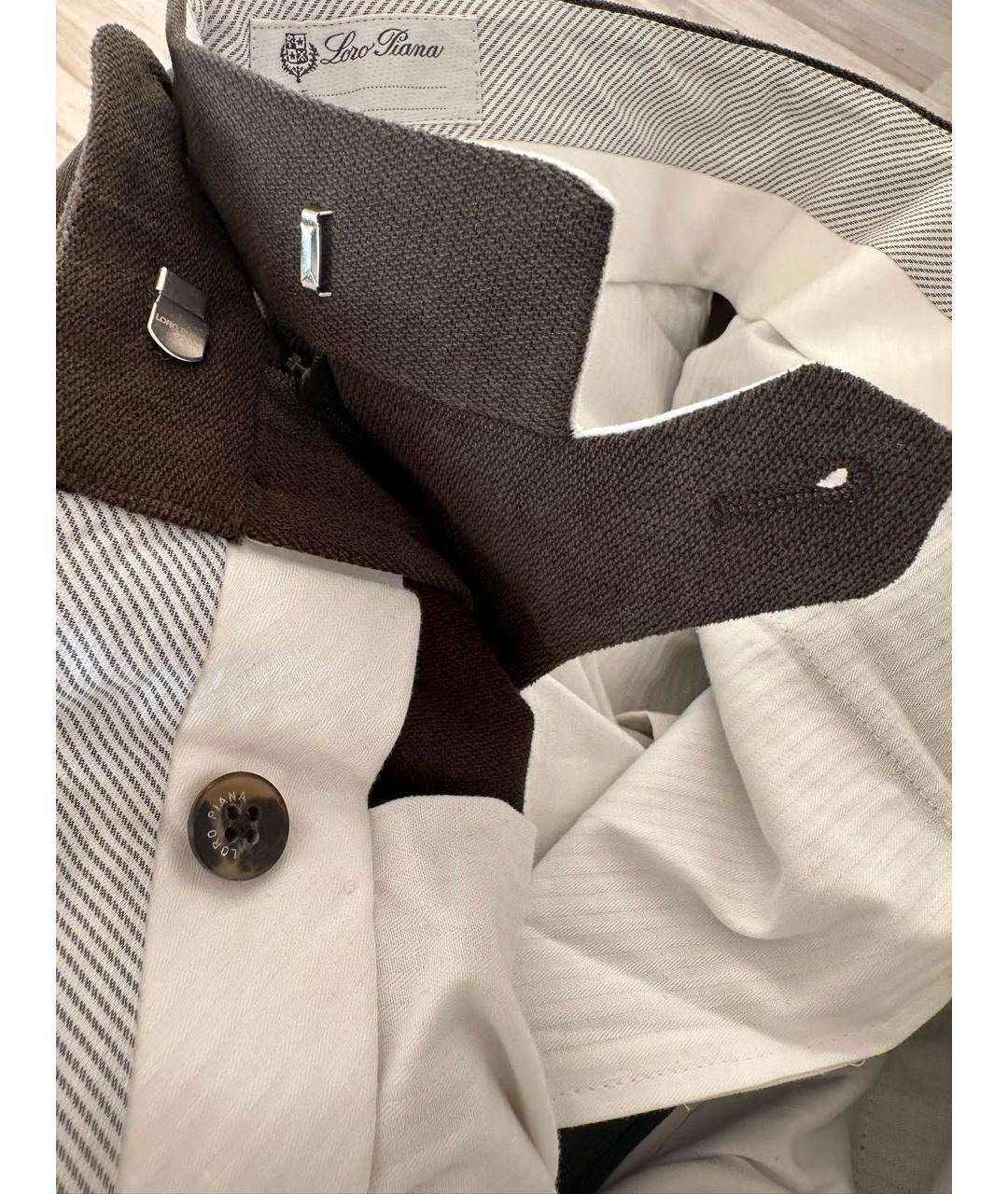 LORO PIANA Зеленые хлопковые повседневные брюки, фото 7